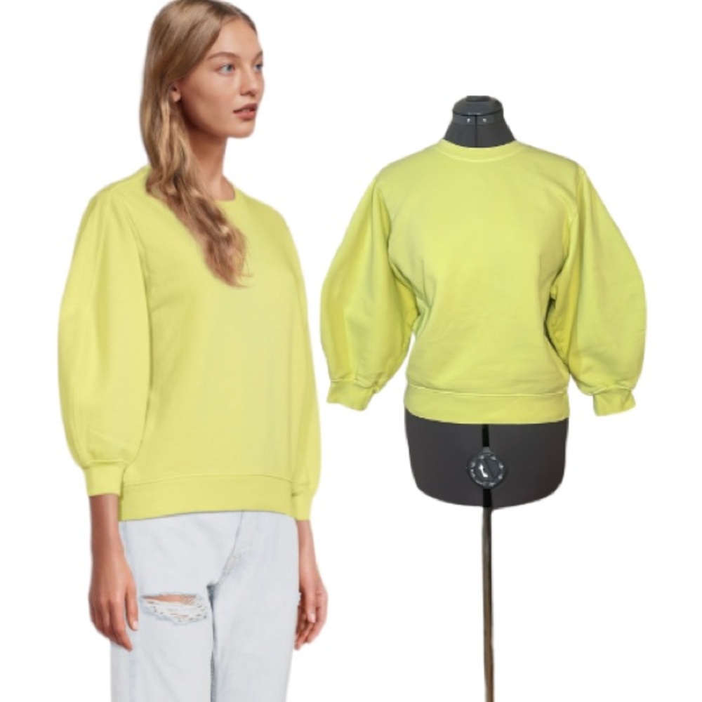 Agolde Yellow Green Thora 3/4 Balloon Sleeve Sweatshirt Size Medium
